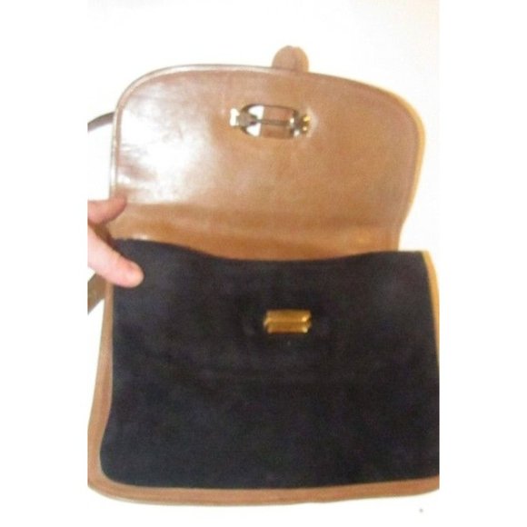 Mark Cross Vintage Black Suede Brown Leather Shoulder Bag - Picture 4 of 12